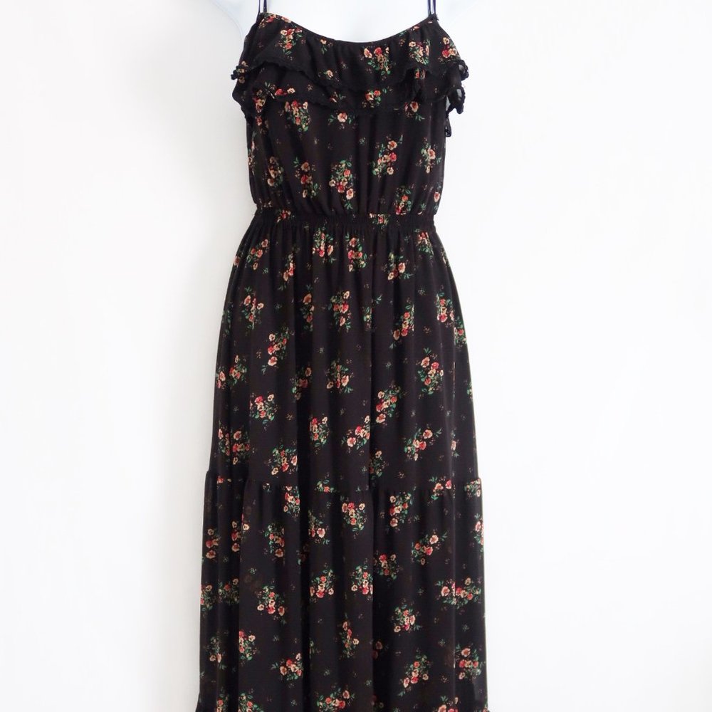 GUESS- Floral Spaghetti Strap Maxi Dress